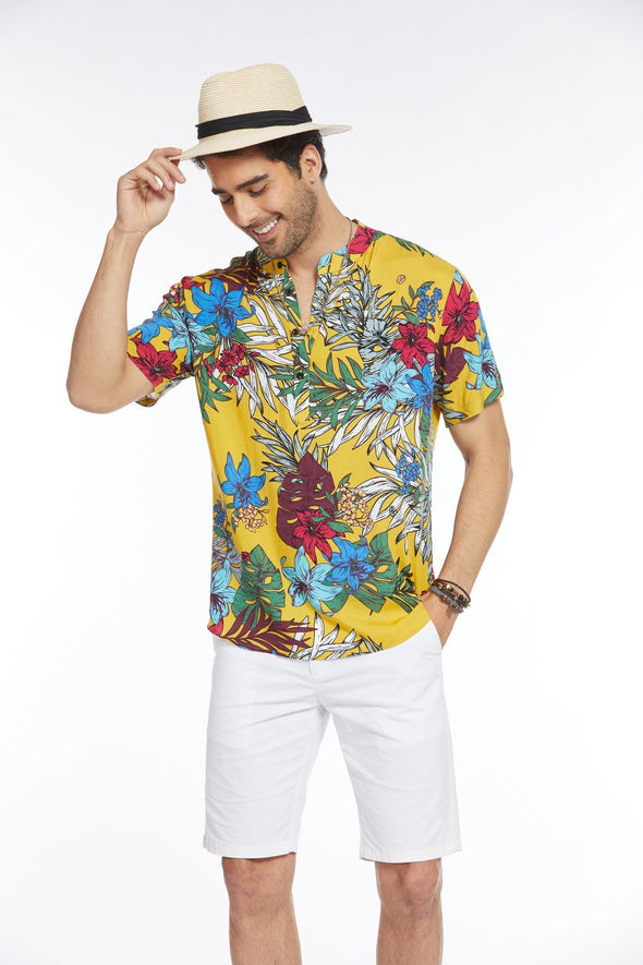 Beyond Apparel Men's Floral Hawaiian Shirt