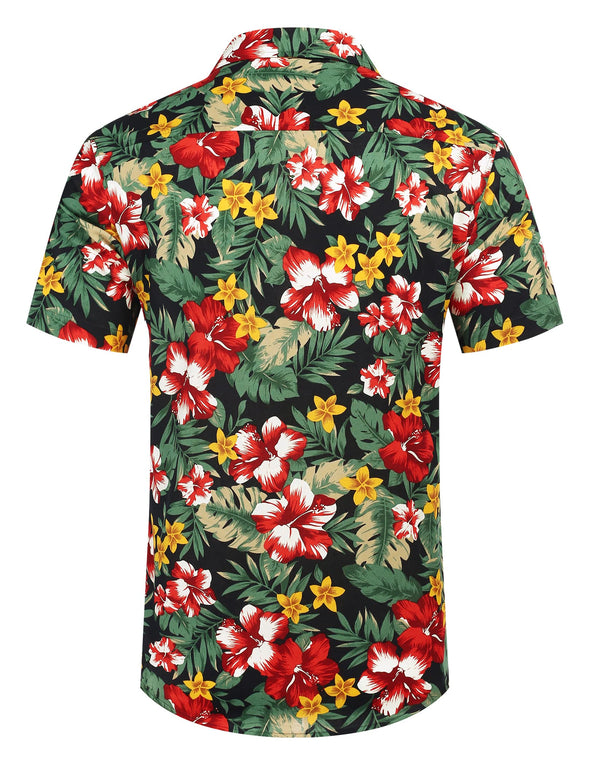 Beyond Apparel Men's Hawaiian Floral Shirts Cotton Linen Button Down Tropical Holiday Beach Shirts