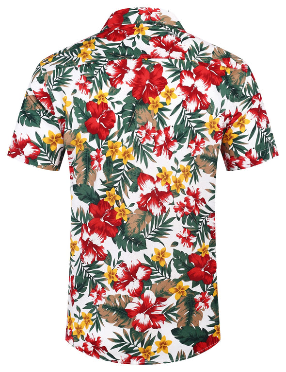 Beyond Apparel Men's Hawaiian Floral Shirts Cotton Linen Button Down Tropical Holiday Beach Shirts