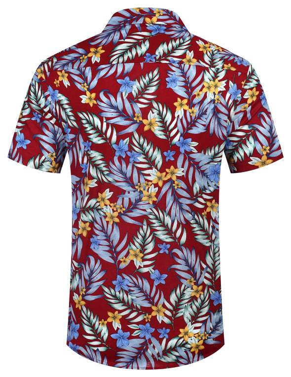 Beyond Apparel Men's Hawaiian Floral Shirts Cotton Linen Button Down Tropical Holiday Beach Shirts