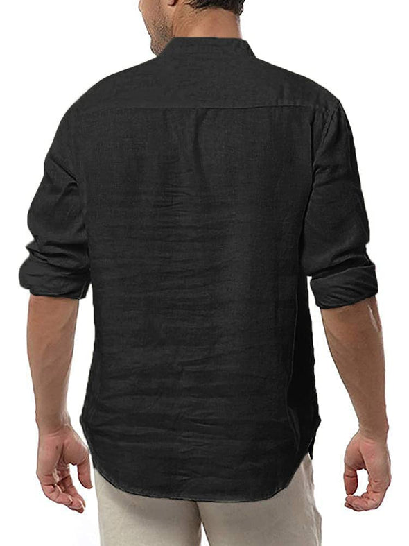 Beyond Apparel Men's Linen Henley Shirt Long Sleeve Casual Hippie Cotton Beach T Shirts