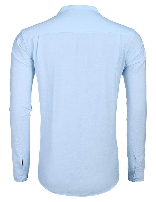 Beyond Apparel Men's Linen Henley Shirt Long Sleeve Casual Hippie Cotton Beach T Shirts