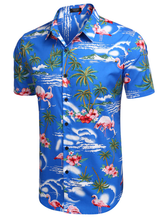 Beyond Apparel Men's Hawaiian Shirt Short Sleeve Regular Fit Floral Shirts Casual Button Down Holiday Beach Aloha Shirts