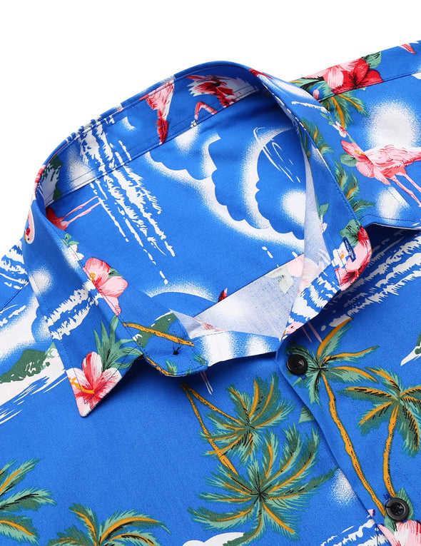 Beyond Apparel Men's Hawaiian Shirt Short Sleeve Regular Fit Floral Shirts Casual Button Down Holiday Beach Aloha Shirts