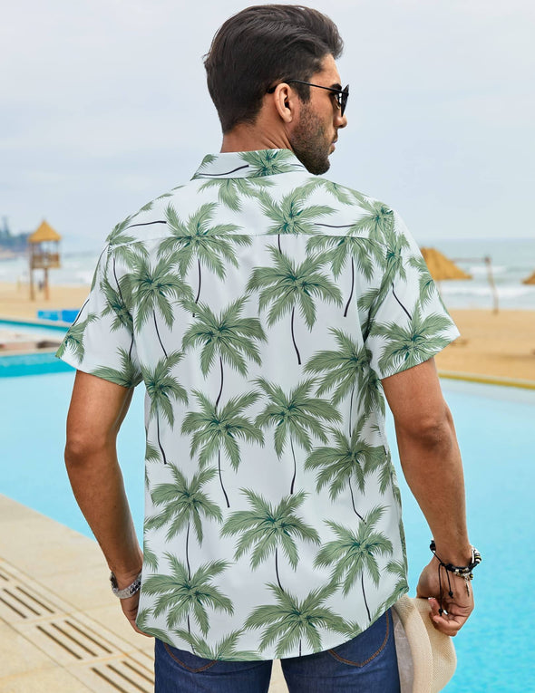 Beyond Apparel Men's Hawaiian Shirts Short Sleeve Floral Print Beach Aloha Shirt Casual Button Down Shirts with Pocket