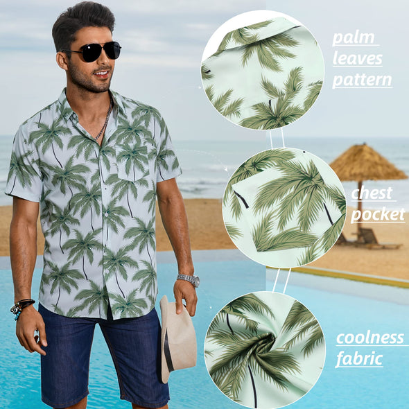 Beyond Apparel Men's Hawaiian Shirts Short Sleeve Floral Print Beach Aloha Shirt Casual Button Down Shirts with Pocket