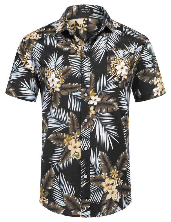 Beyond Apparel Men's Hawaiian Floral Shirts Cotton Linen Button Down Tropical Holiday Beach Shirts