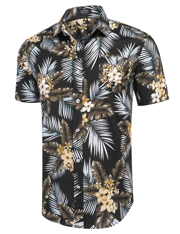 Beyond Apparel Men's Hawaiian Floral Shirts Cotton Linen Button Down Tropical Holiday Beach Shirts