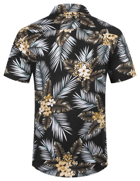 Beyond Apparel Men's Hawaiian Floral Shirts Cotton Linen Button Down Tropical Holiday Beach Shirts