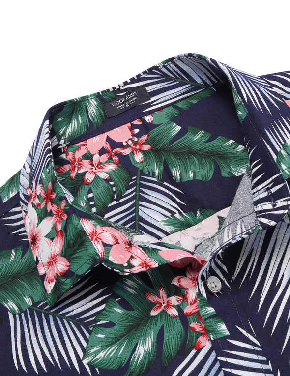 Beyond Apparel Men's Hawaiian Floral Shirts Cotton Linen Button Down Tropical Holiday Beach Shirts