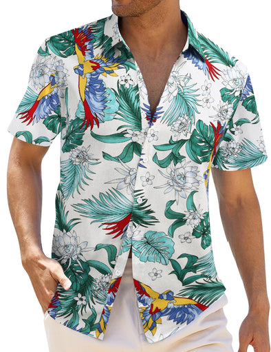 Beyond Apparel Men's Hawaiian Shirt Short Sleeve Regular Fit Floral Shirts Casual Button Down Holiday Beach Aloha Shirts