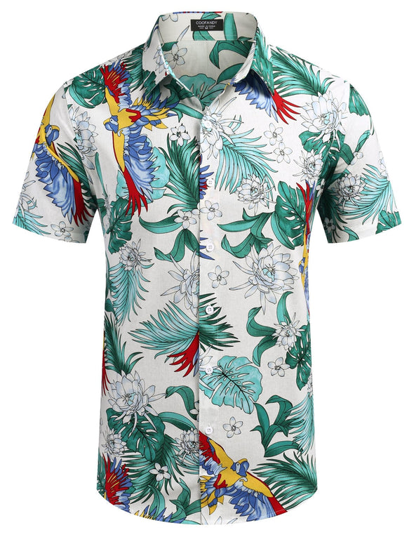 Beyond Apparel Men's Hawaiian Shirt Short Sleeve Regular Fit Floral Shirts Casual Button Down Holiday Beach Aloha Shirts