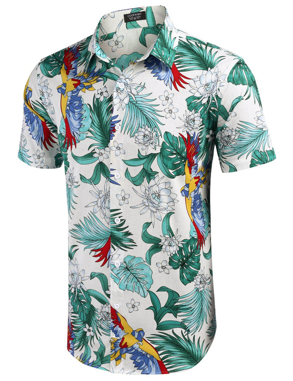 Beyond Apparel Men's Hawaiian Shirt Short Sleeve Regular Fit Floral Shirts Casual Button Down Holiday Beach Aloha Shirts