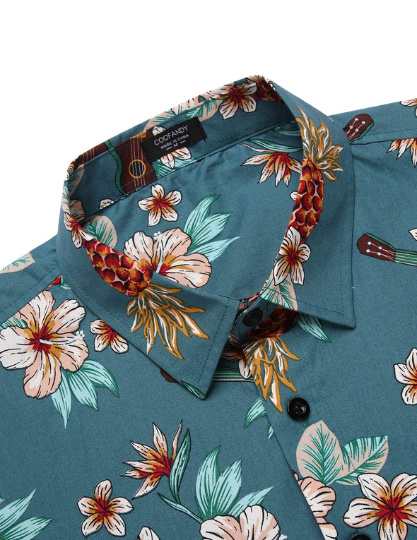 Beyond Apparel Men's Hawaiian Aloha Shirt Short Sleeve Casual Button Down Floral Printed Beach Shirts with Pocket