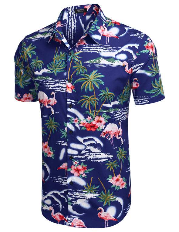 Beyond Apparel Men's Hawaiian Shirt Short Sleeve Regular Fit Floral Shirts Casual Button Down Holiday Beach Aloha Shirts