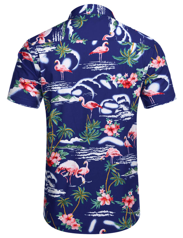 Beyond Apparel Men's Hawaiian Shirt Short Sleeve Regular Fit Floral Shirts Casual Button Down Holiday Beach Aloha Shirts