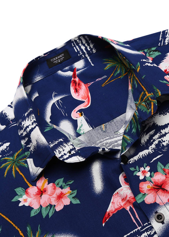 Beyond Apparel Men's Hawaiian Shirt Short Sleeve Regular Fit Floral Shirts Casual Button Down Holiday Beach Aloha Shirts