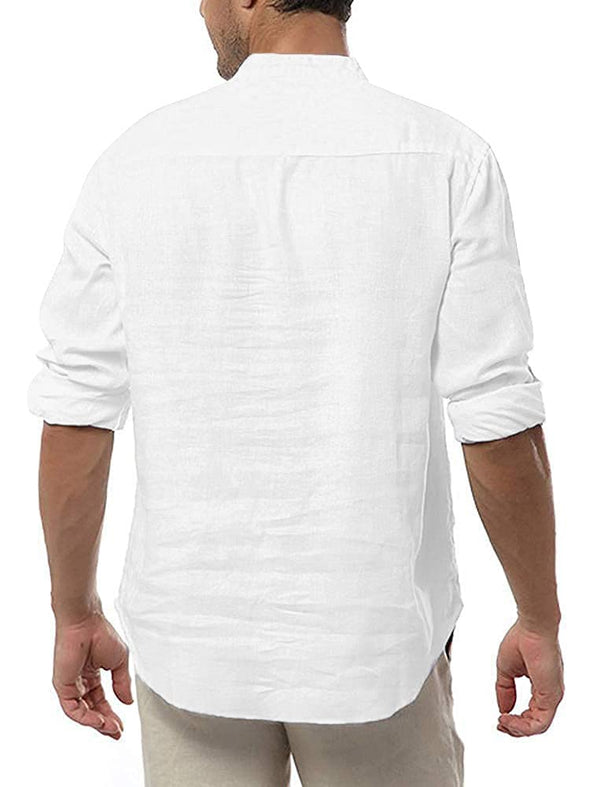 Beyond Apparel Men's Linen Henley Shirt Long Sleeve Casual Hippie Cotton Beach T Shirts