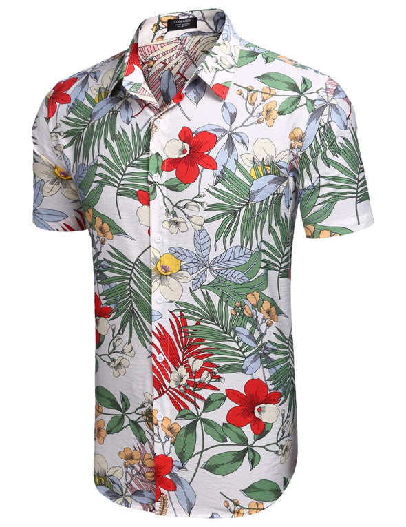 Beyond Apparel Men's Hawaiian Shirt Short Sleeve Regular Fit Floral Shirts Casual Button Down Holiday Beach Aloha Shirts