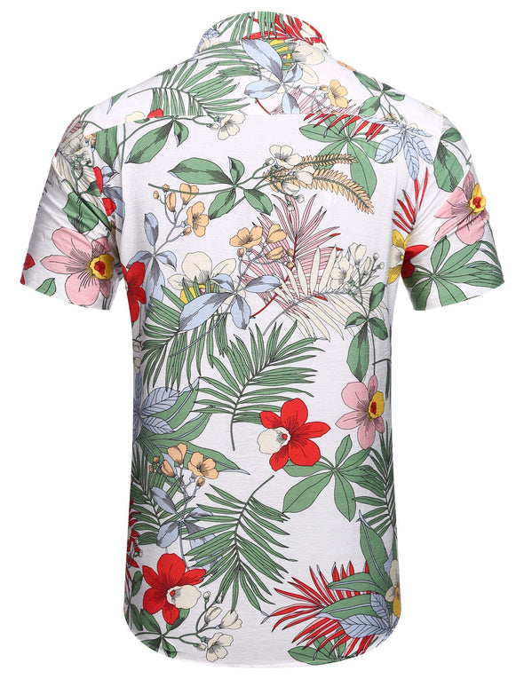 Beyond Apparel Men's Hawaiian Shirt Short Sleeve Regular Fit Floral Shirts Casual Button Down Holiday Beach Aloha Shirts