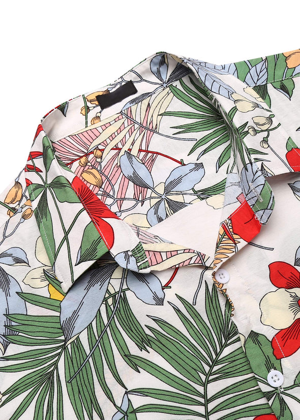 Beyond Apparel Men's Hawaiian Shirt Short Sleeve Regular Fit Floral Shirts Casual Button Down Holiday Beach Aloha Shirts